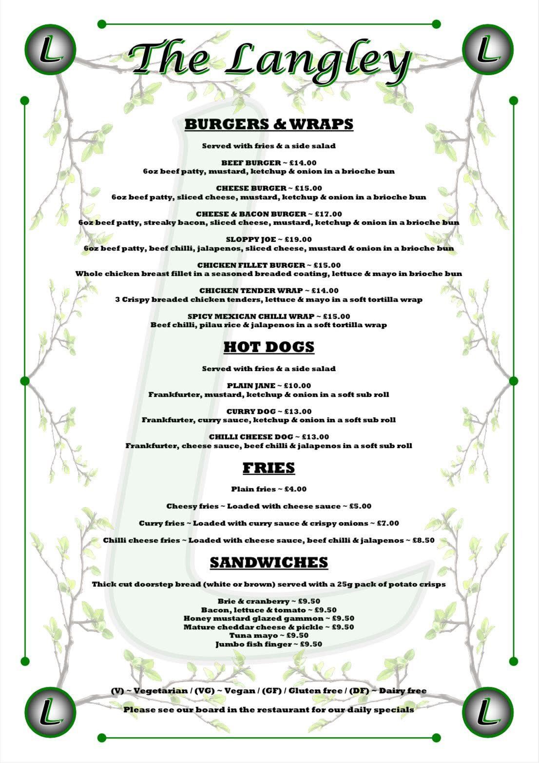 Lang Tav menu 2 May 2025